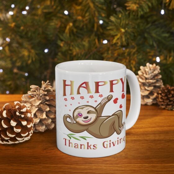 "Happy Thanks Giving" - Funny Double Sided Print - White Ceramic Mug 11oz - Image 9