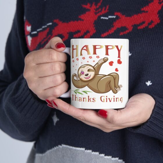 "Happy Thanks Giving" - Funny Double Sided Print - White Ceramic Mug 11oz - Image 11