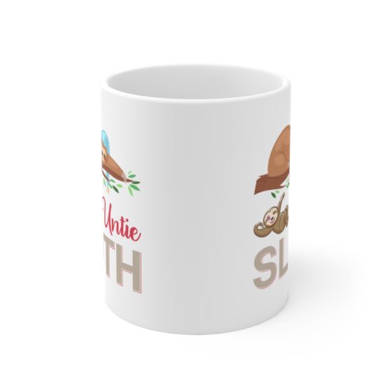 "Untie Sloth" - Funny Double Sided Print - White Ceramic Mug 11oz - Image 2