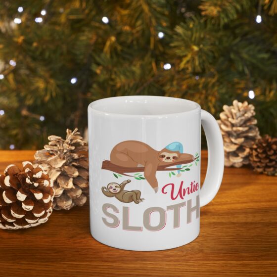 "Untie Sloth" - Funny Double Sided Print - White Ceramic Mug 11oz - Image 9