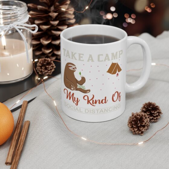 "Take a Camp My Kind of Social Distancing" - Funny Double Sided Print - White Ceramic Mug 11oz - Image 4