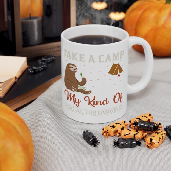 "Take a Camp My Kind of Social Distancing" - Funny Double Sided Print - White Ceramic Mug 11oz - Image 6