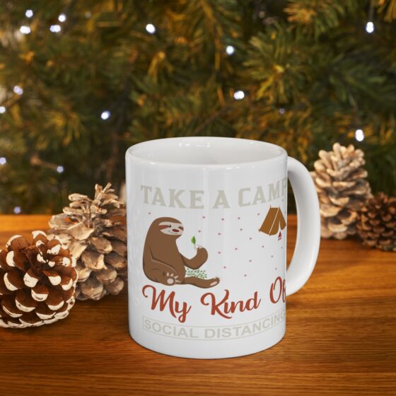 "Take a Camp My Kind of Social Distancing" - Funny Double Sided Print - White Ceramic Mug 11oz - Image 9