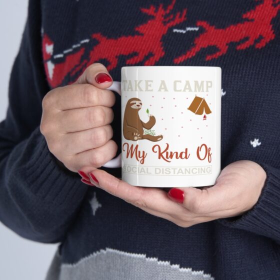 "Take a Camp My Kind of Social Distancing" - Funny Double Sided Print - White Ceramic Mug 11oz - Image 11
