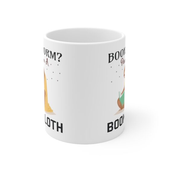 "Book Worm? Please I'm a Book Sloth" - Funny Double Sided Print - White Ceramic Mug 11oz - Image 2