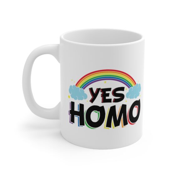 "Yes Homo" - Funny Double Sided Print - White Ceramic Mug 11oz