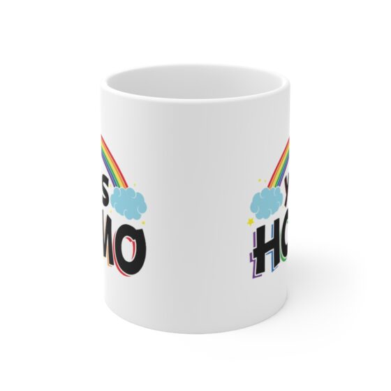 "Yes Homo" - Funny Double Sided Print - White Ceramic Mug 11oz - Image 2