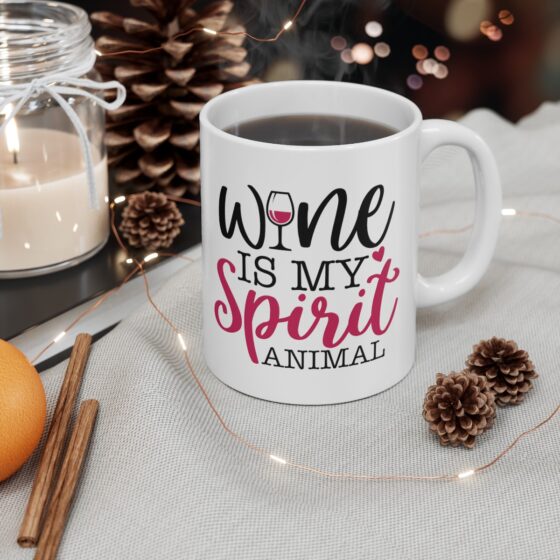 "Wine is My Spirit Animal" - Funny Double Sided Print - White Ceramic Mug 11oz - Image 5