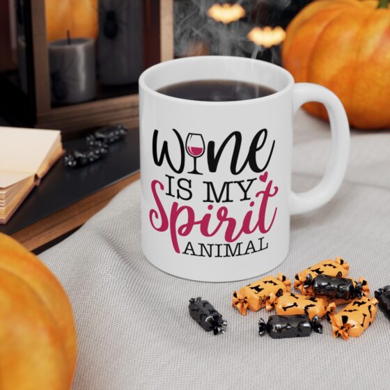 "Wine is My Spirit Animal" - Funny Double Sided Print - White Ceramic Mug 11oz - Image 7